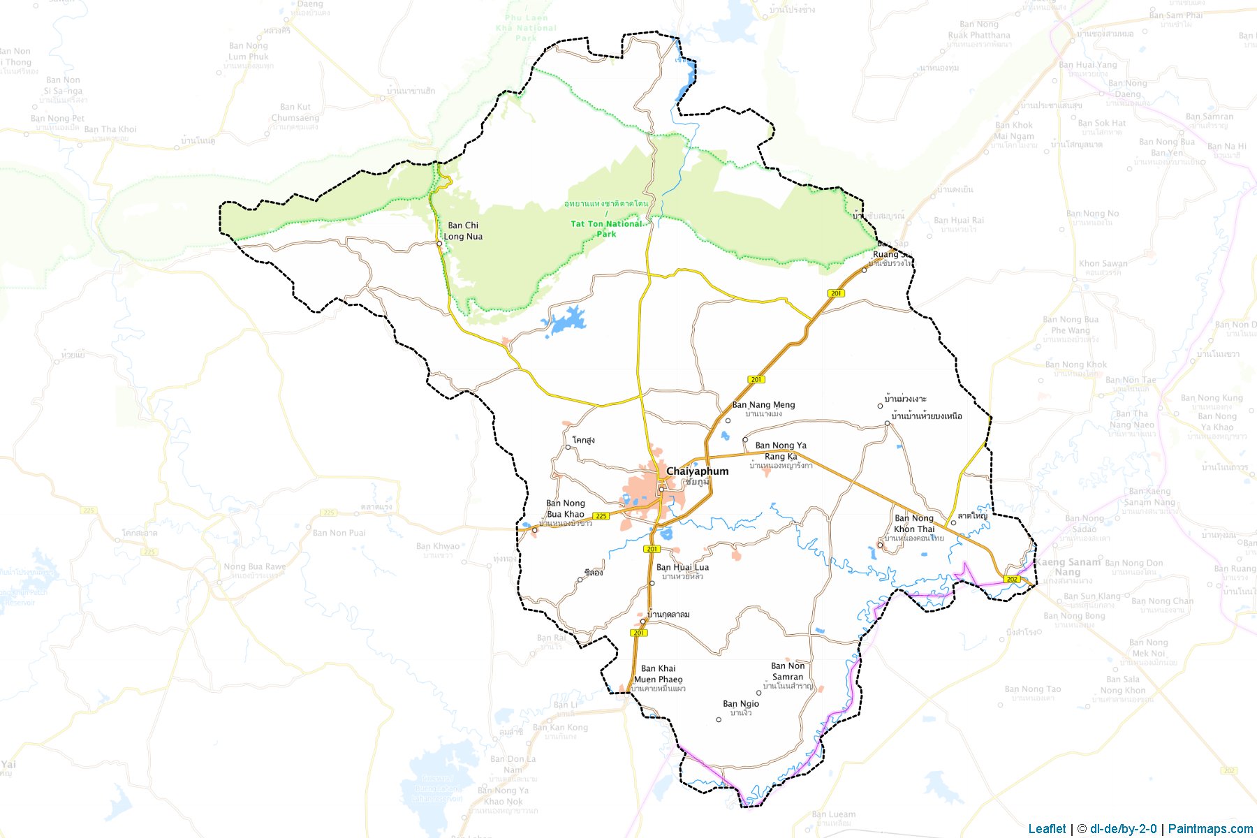 Muestras de recorte de mapas Muang Chaiyaphum (Chaiyaphum)-1