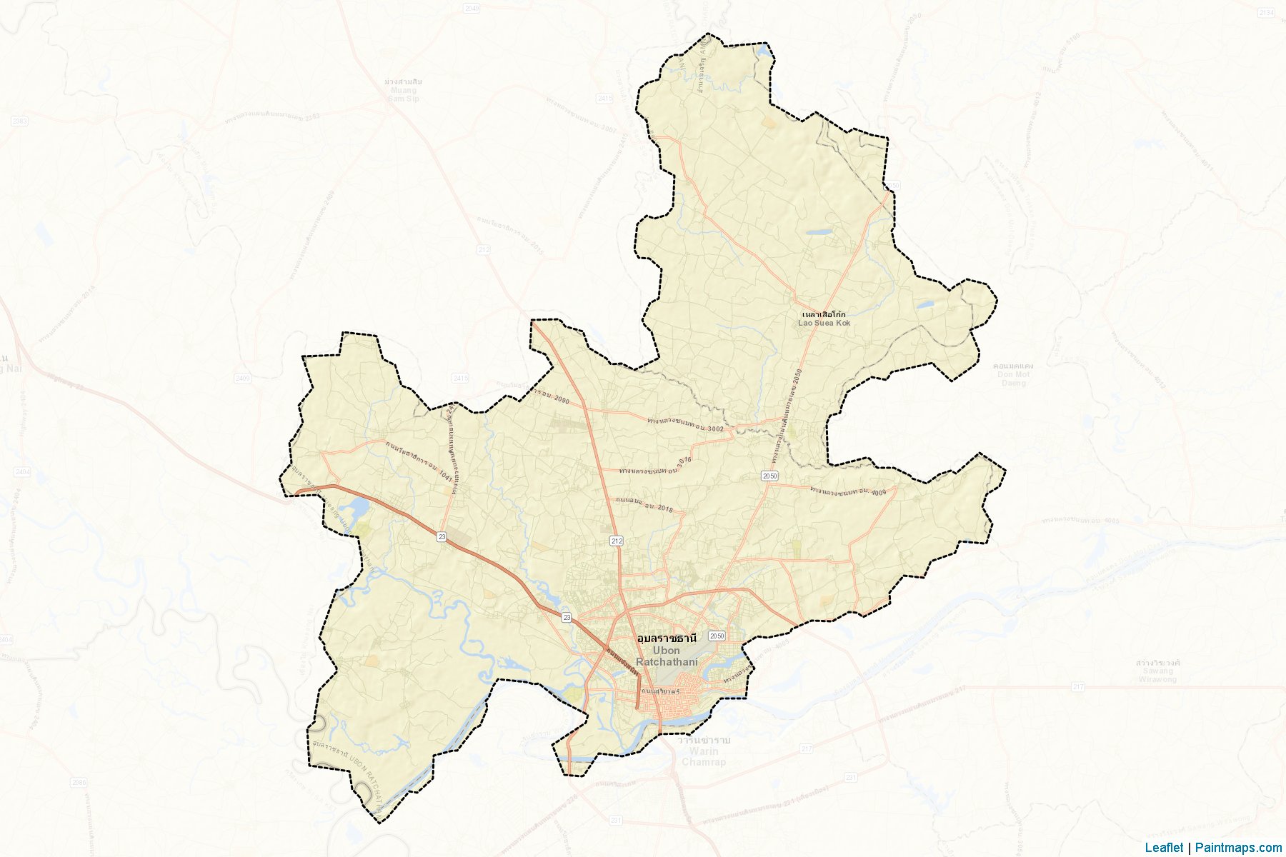 Muestras de recorte de mapas Muang Ubon Ratchathani (Ubon Ratchathani)-2