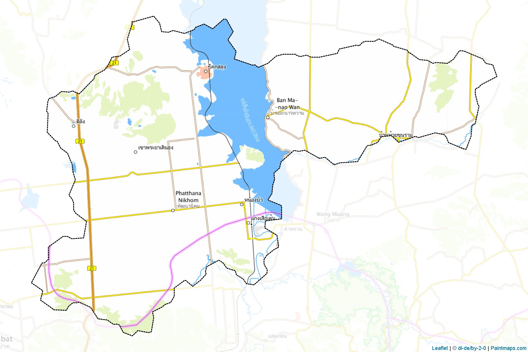 Muestras de recorte de mapas Phatthana Nikhom (Lopburi)-1