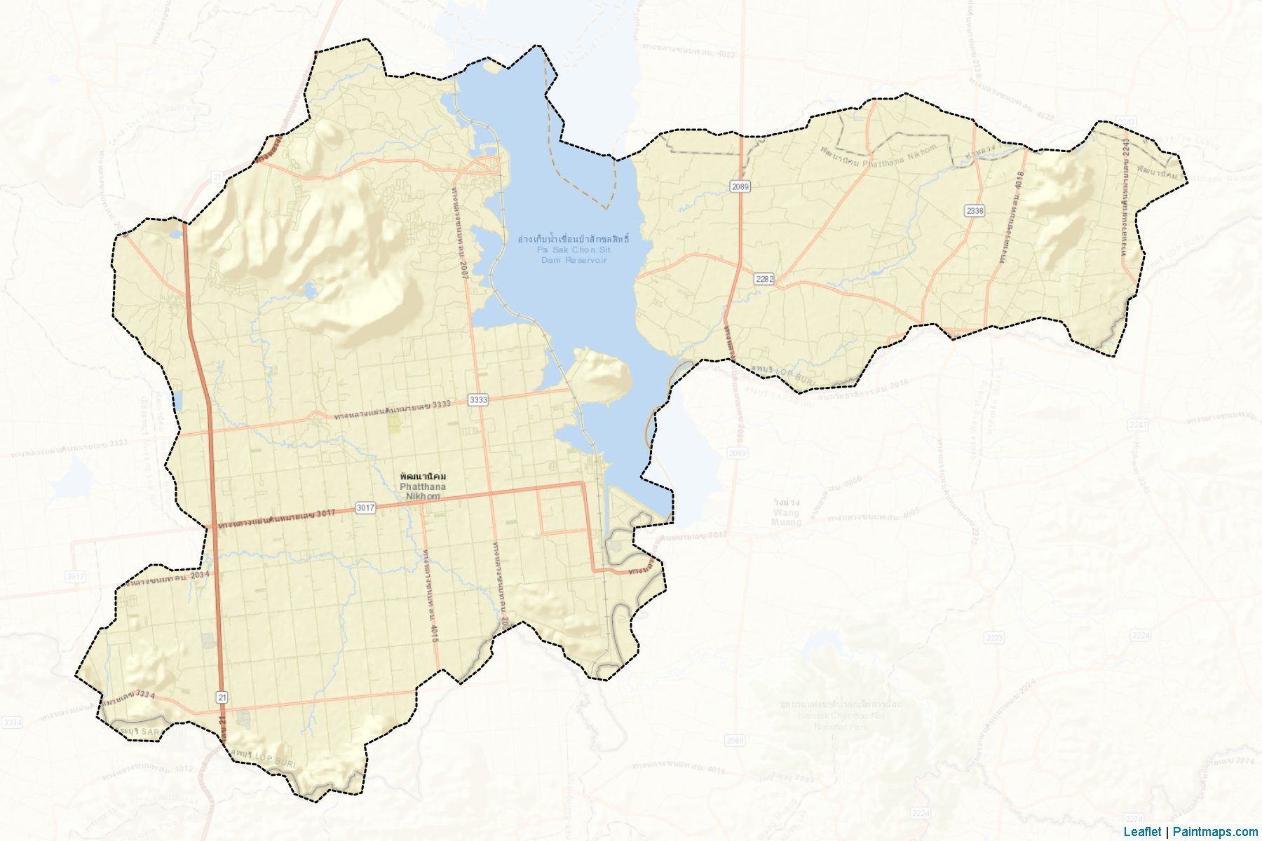 Muestras de recorte de mapas Phatthana Nikhom (Lopburi)-2