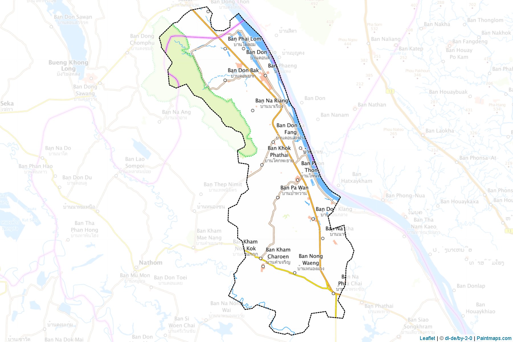 Muestras de recorte de mapas Ban Phaeng (Nakhon Phanom)-1