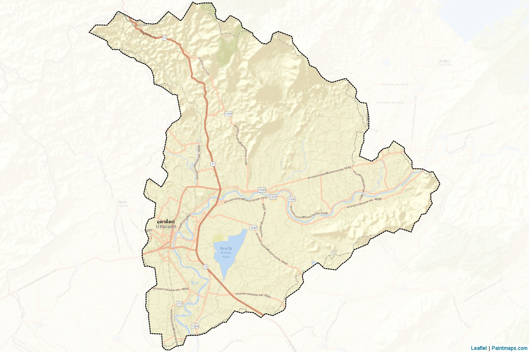 Muestras de recorte de mapas Muang Uttaradit (Uttaradit)-2