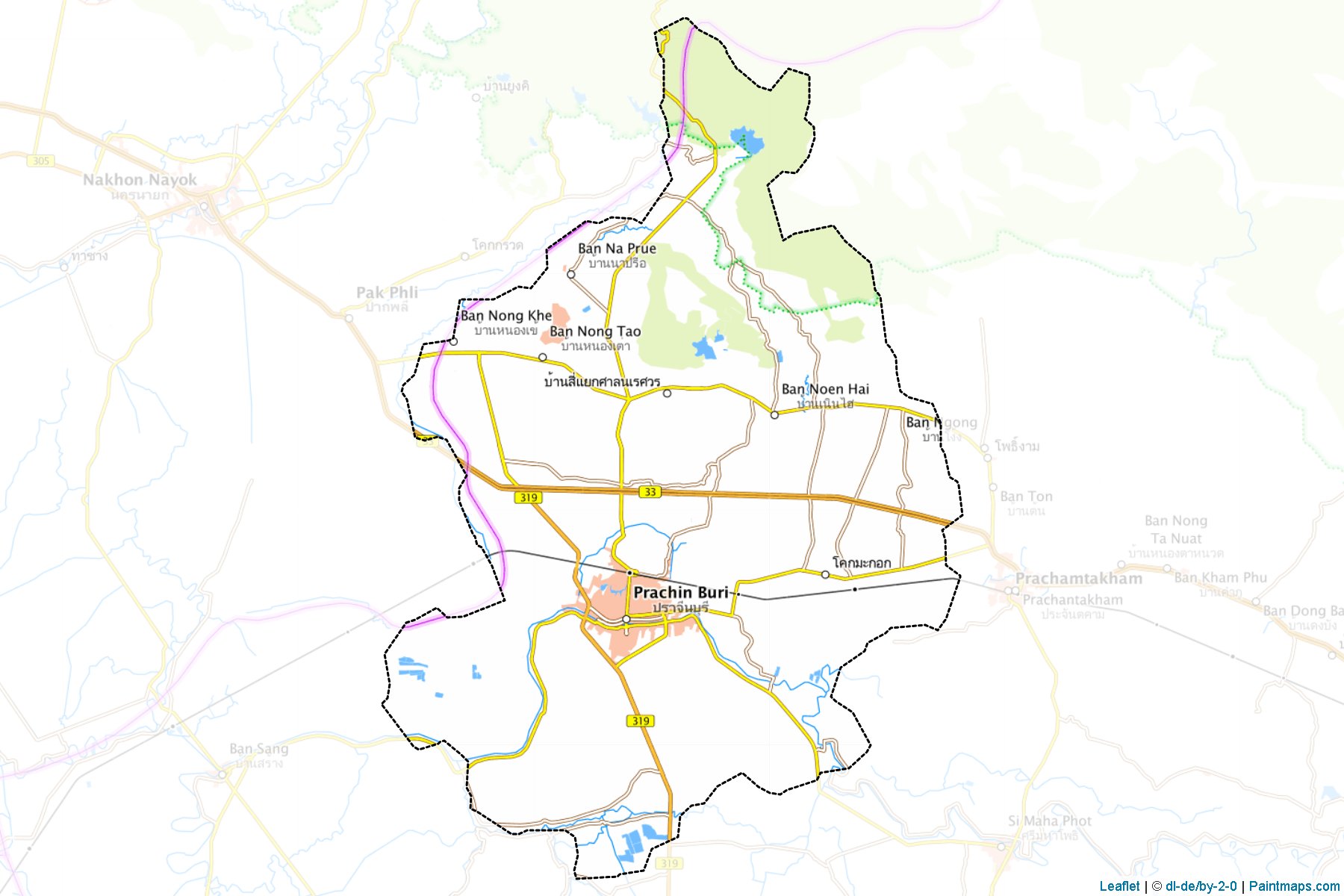 Muestras de recorte de mapas Muang Prachin Buri (Prachinburi)-1