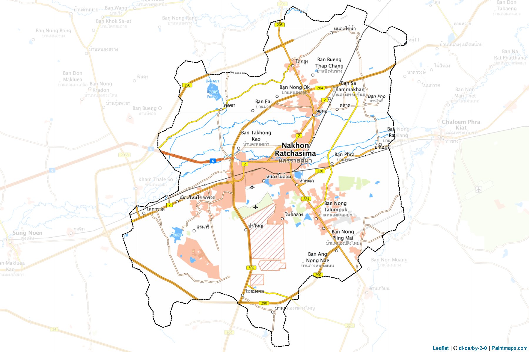 Amphoe Mueang Nakhon Ratchasima (Nakhon Ratchasima) Haritası Örnekleri-1