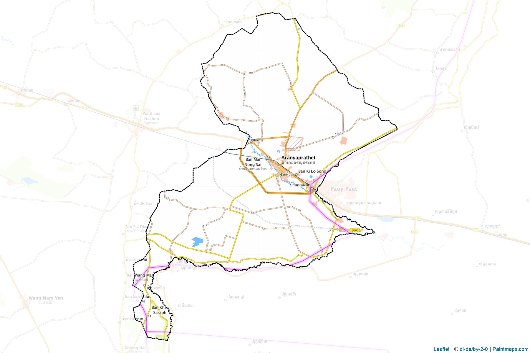 Muestras de recorte de mapas Aranyaprathet (Sa Kaeo)-1