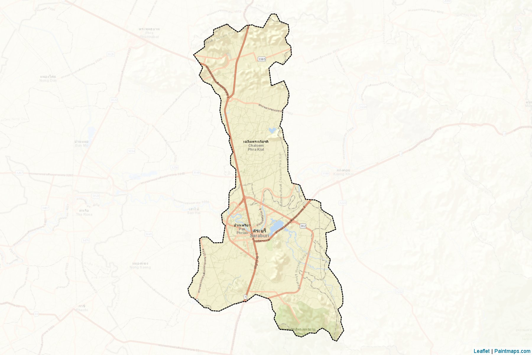 Muestras de recorte de mapas Muang Saraburi (Saraburi)-2