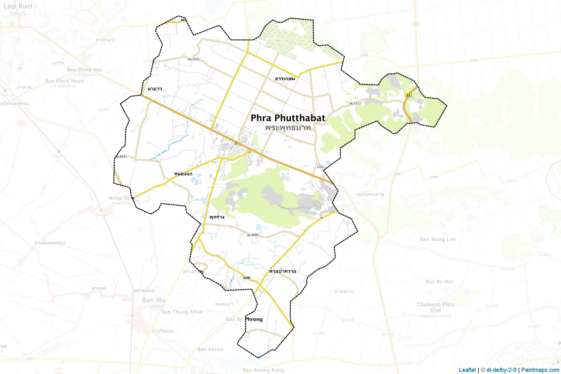 Muestras de recorte de mapas Phra Phutthabat (Saraburi)-1