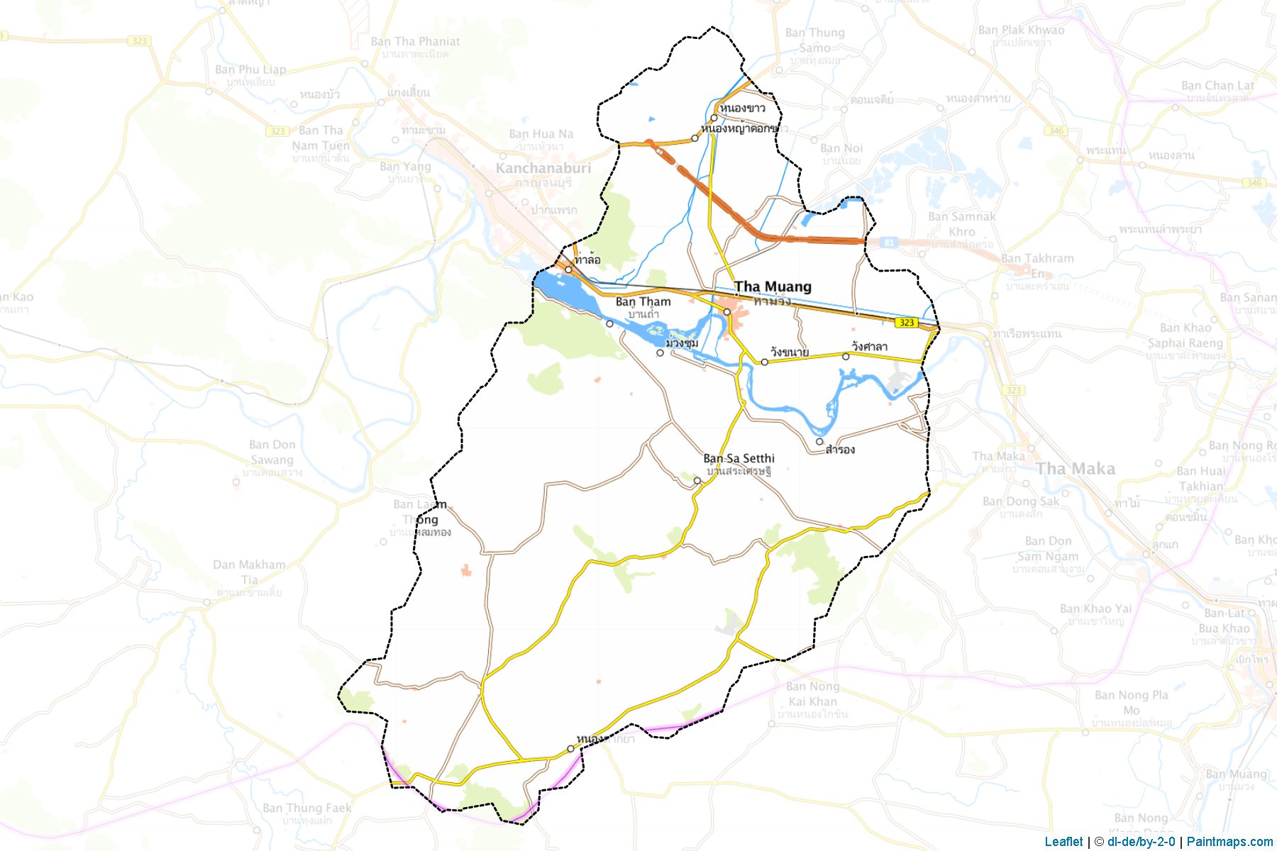 Muestras de recorte de mapas Tha Muang (Kanchanaburi)-1