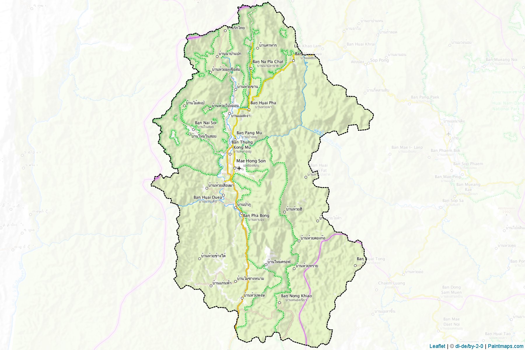 Muestras de recorte de mapas Muang Mae Hong Son (Mae Hong Son)-1