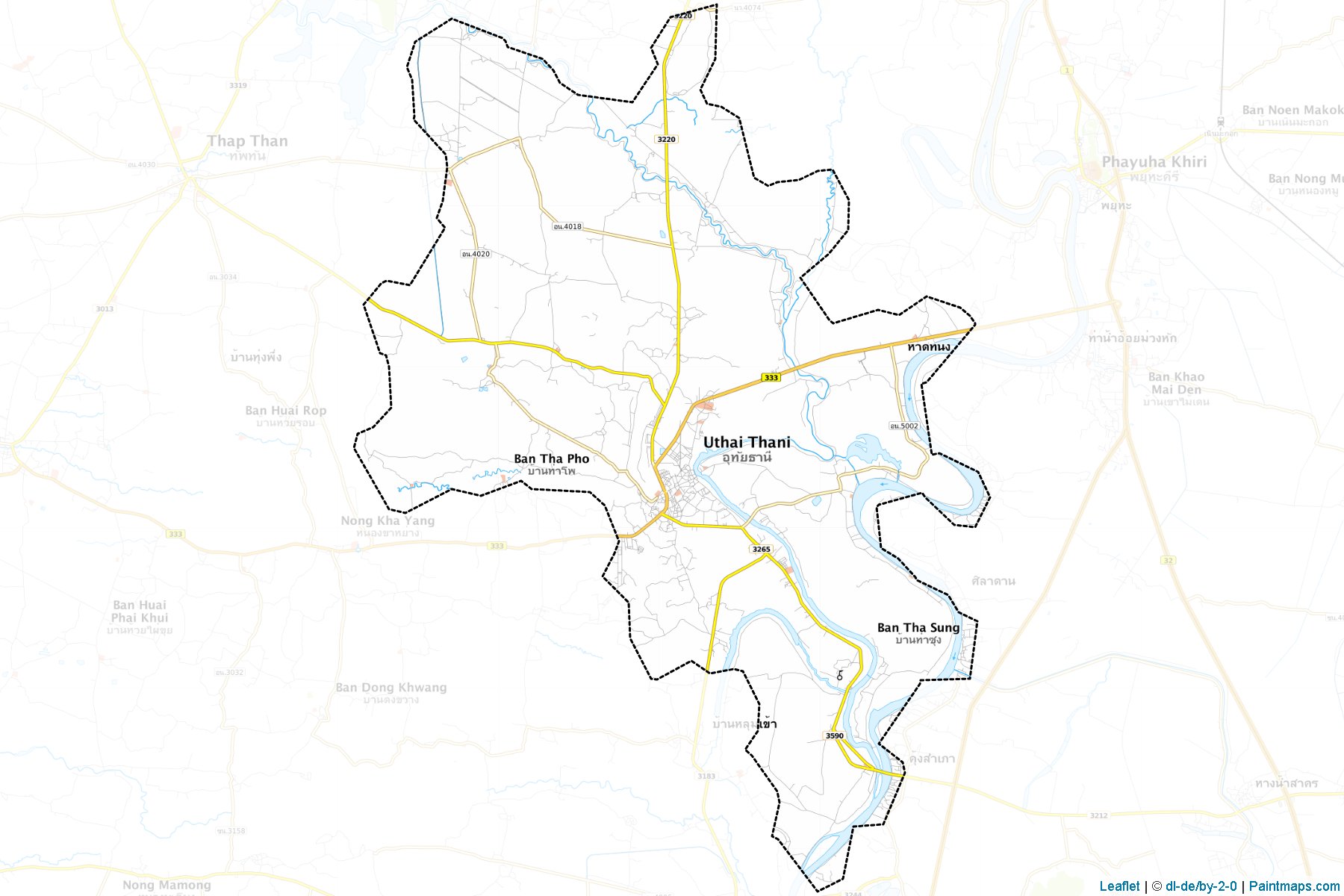 Muestras de recorte de mapas Muang Uthai Thani (Uthai Thani)-1