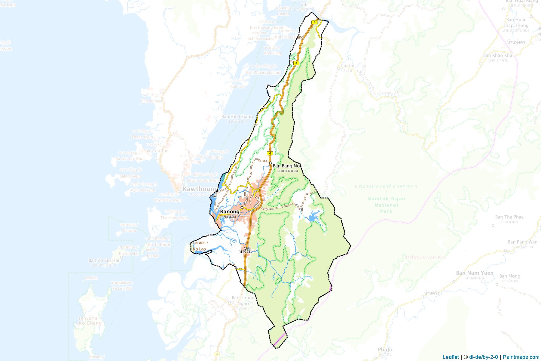 Muang Ranong (Ranong) Haritası Örnekleri-1