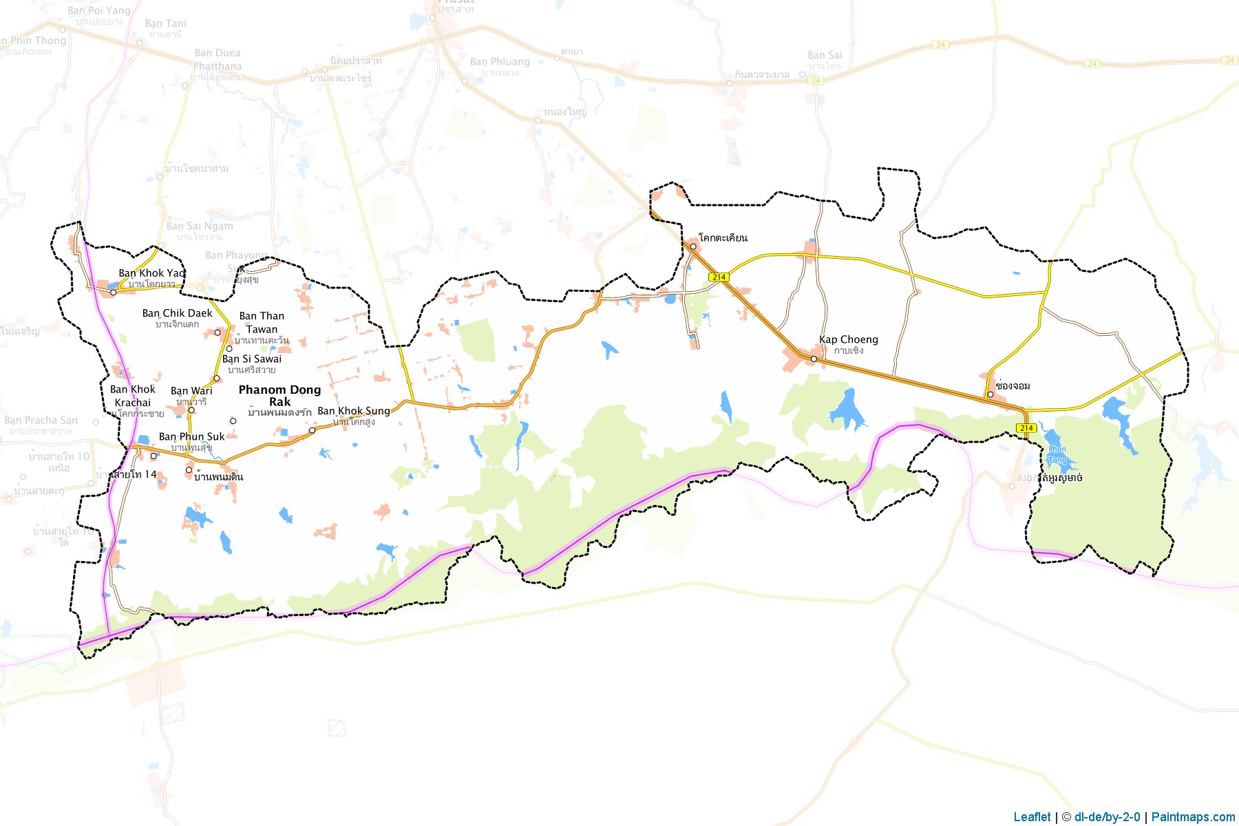 Muestras de recorte de mapas Kap Choeng (Surin)-1