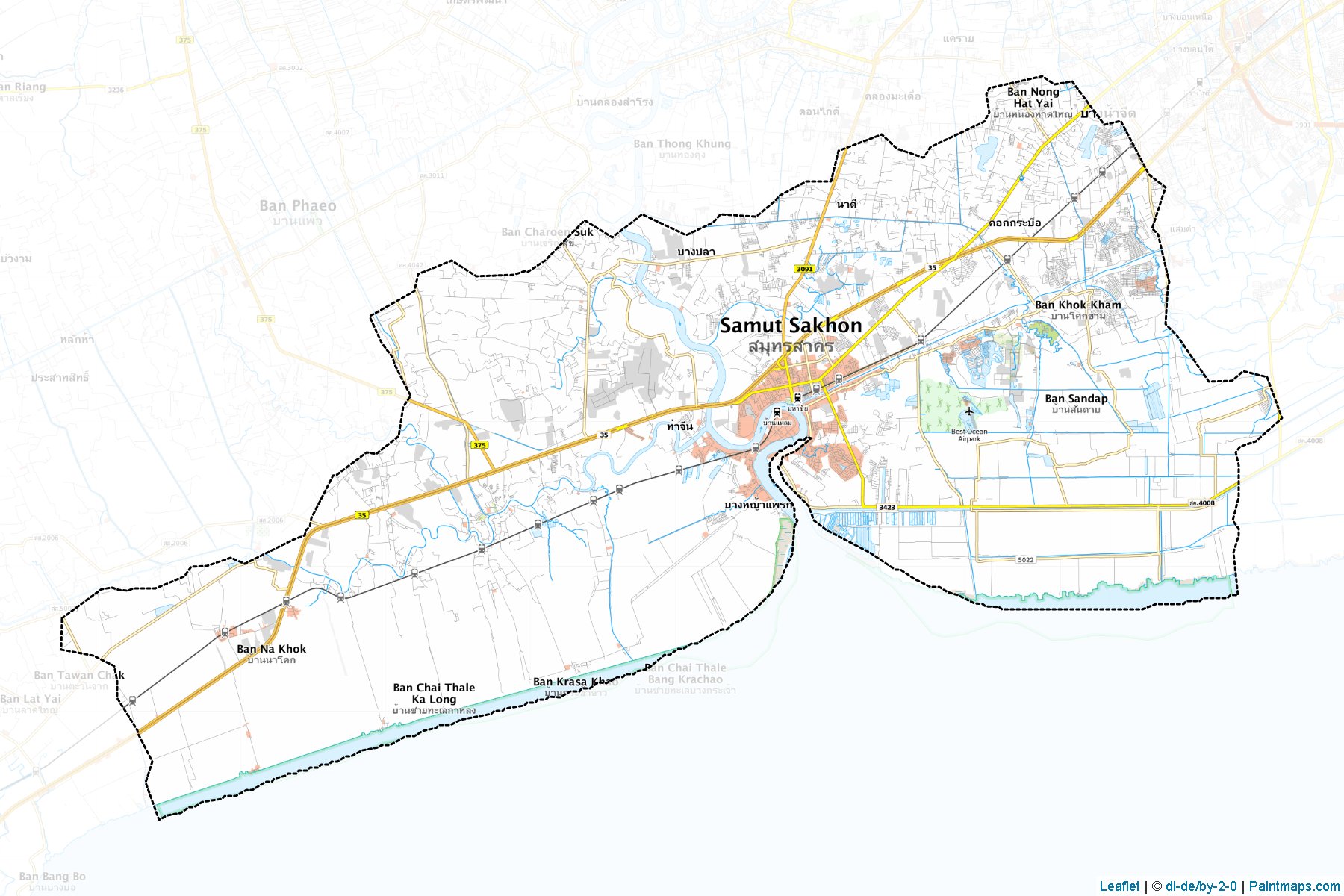 Muestras de recorte de mapas Muang Samut Sakhon (Samut Sakhon)-1