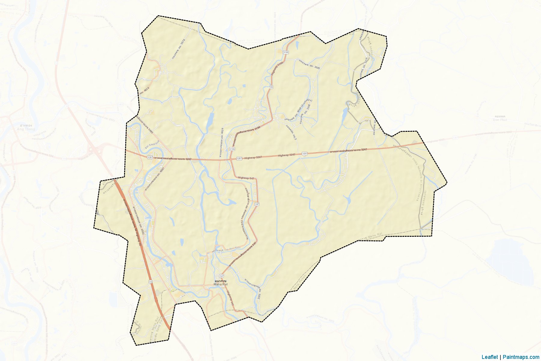 Muestras de recorte de mapas Maha Rat (Phra Nakhon Si Ayutthaya)-2