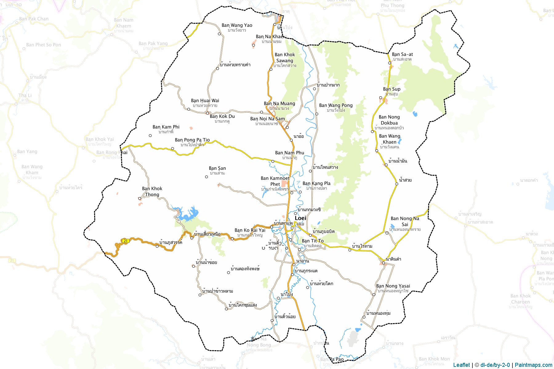 Muestras de recorte de mapas Muang Loei (Loei)-1