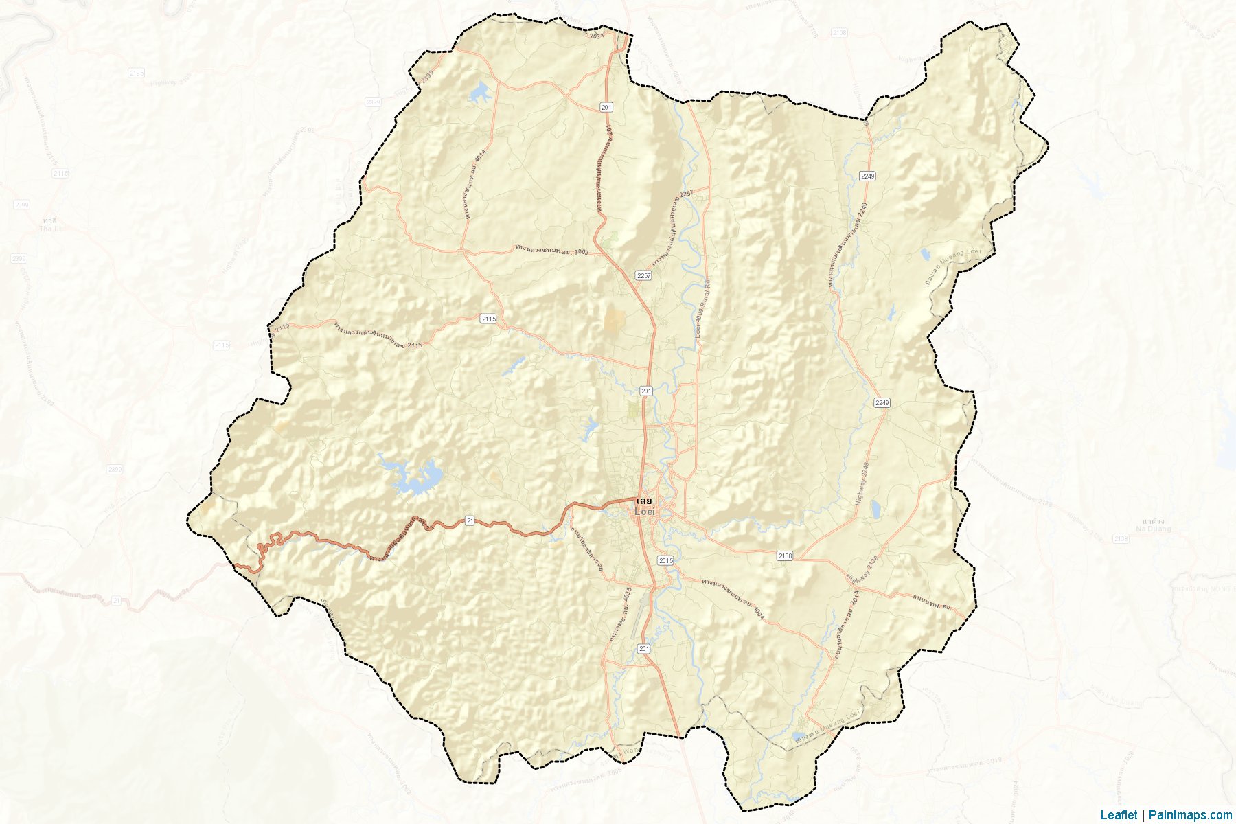 Muestras de recorte de mapas Muang Loei (Loei)-2