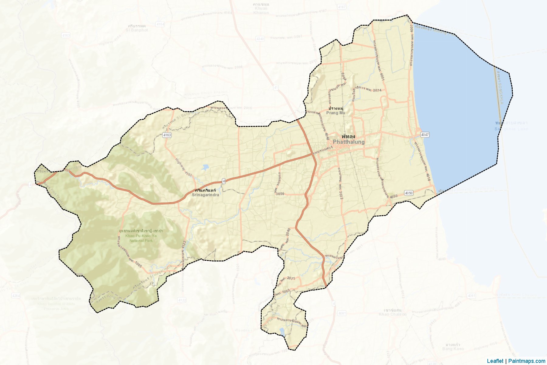 Muestras de recorte de mapas Muang Phattalung (Phatthalung)-2