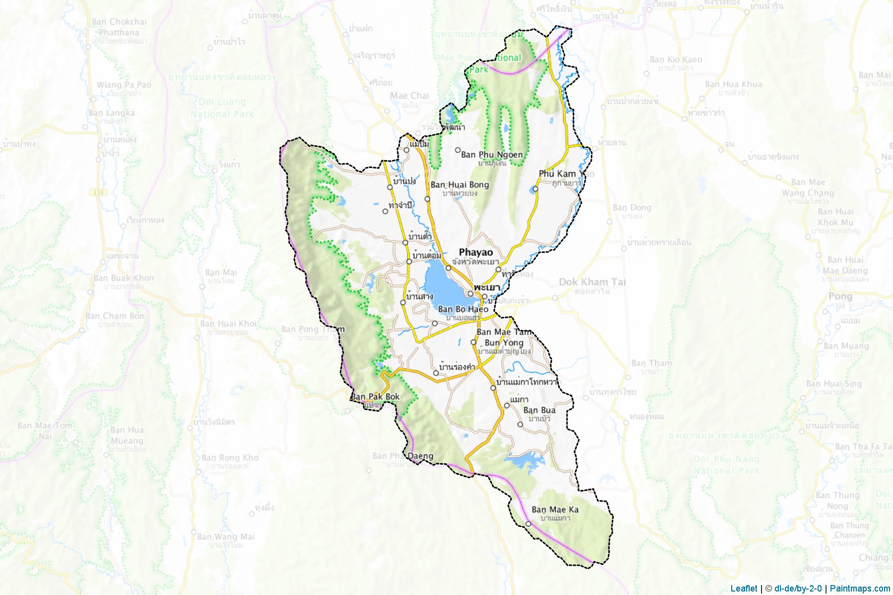 Muestras de recorte de mapas Muang Phayao (Phayao)-1