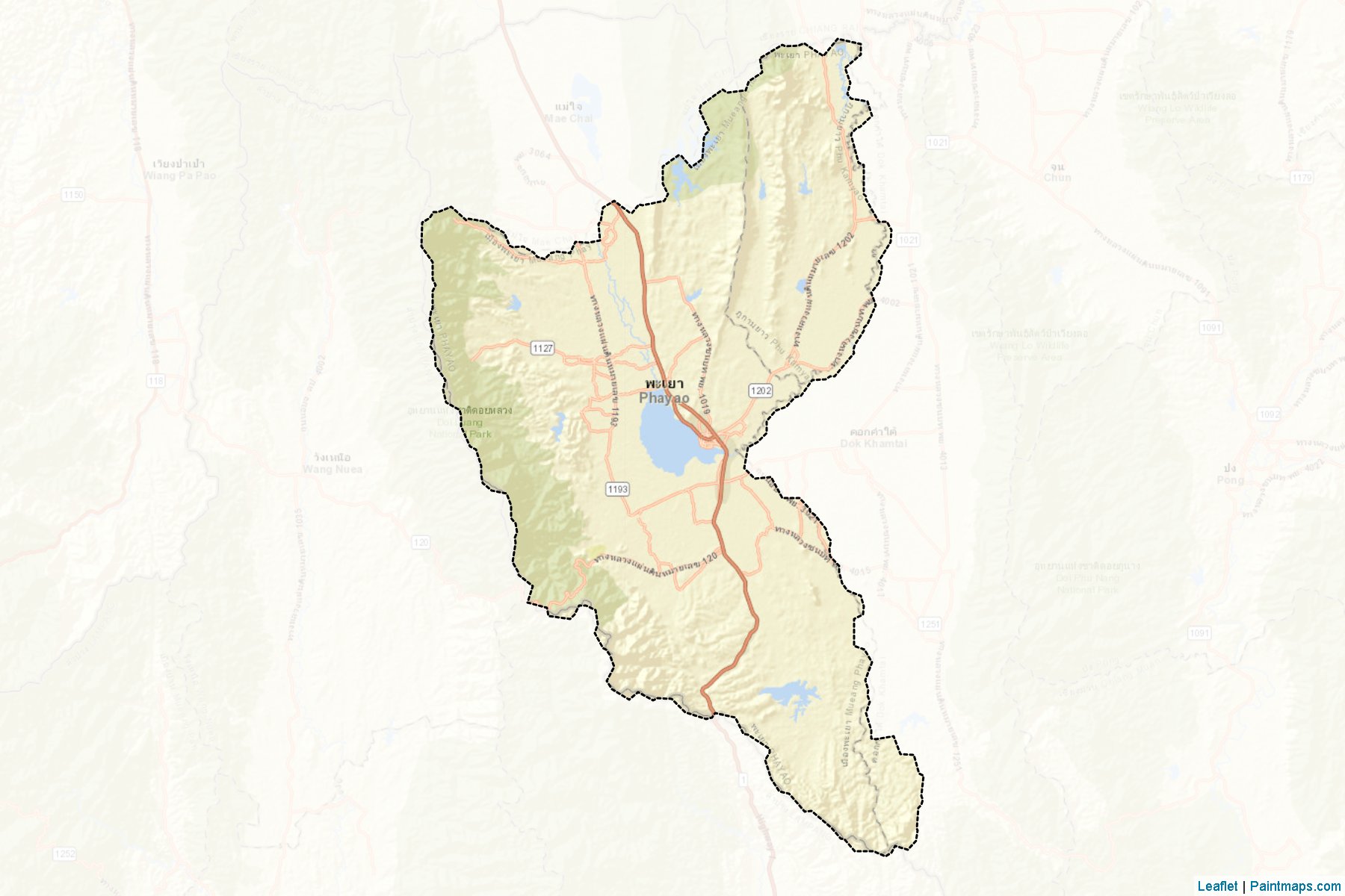 Muestras de recorte de mapas Muang Phayao (Phayao)-2