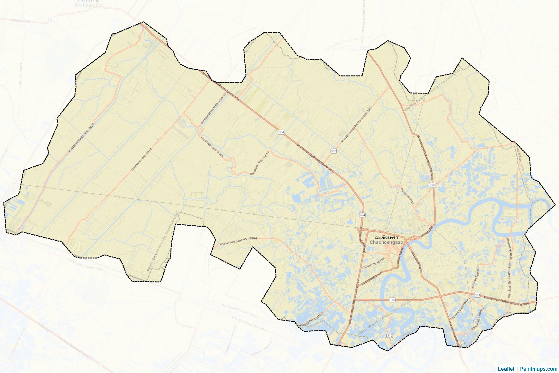 Muestras de recorte de mapas Muang Chachoengsao (Chachoengsao)-2