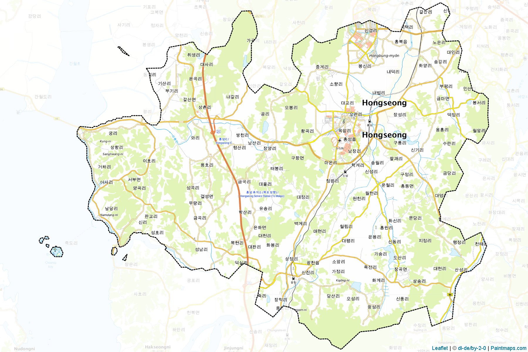 Hongseong (Chungcheongnam-Do) Map Cropping Samples-1