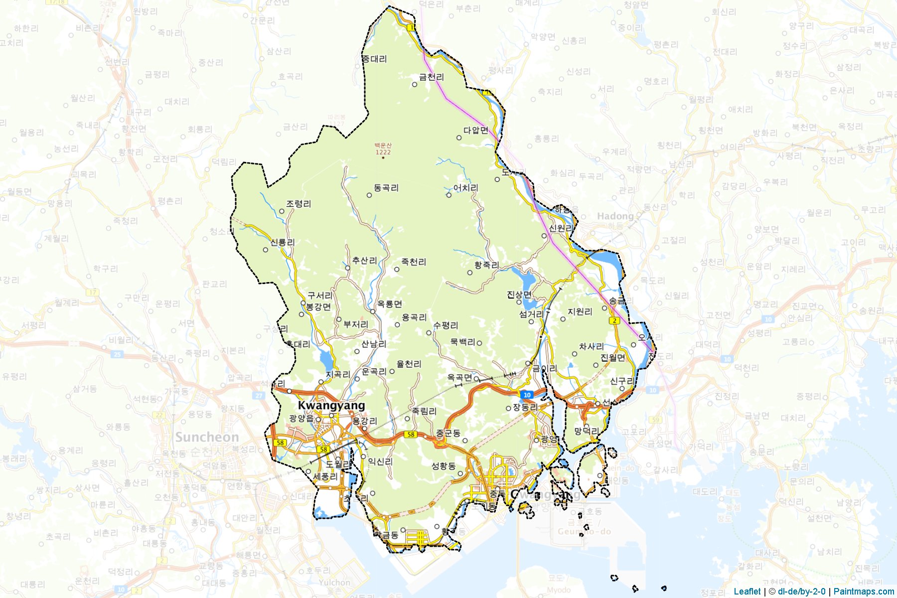 Muestras de recorte de mapas Gwangyang (South Jeolla)-1