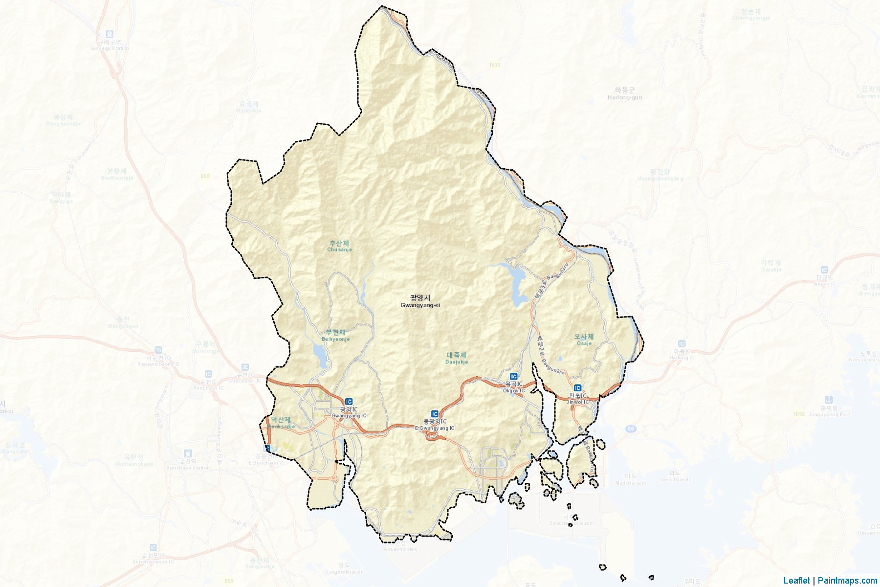 Muestras de recorte de mapas Gwangyang (South Jeolla)-2