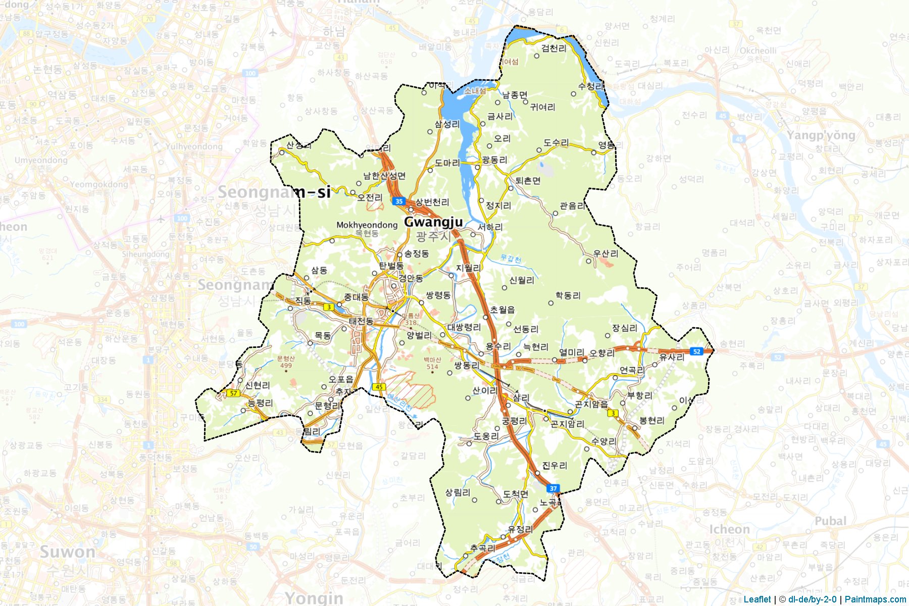 Muestras de recorte de mapas Gwangju (Gyeonggi)-1