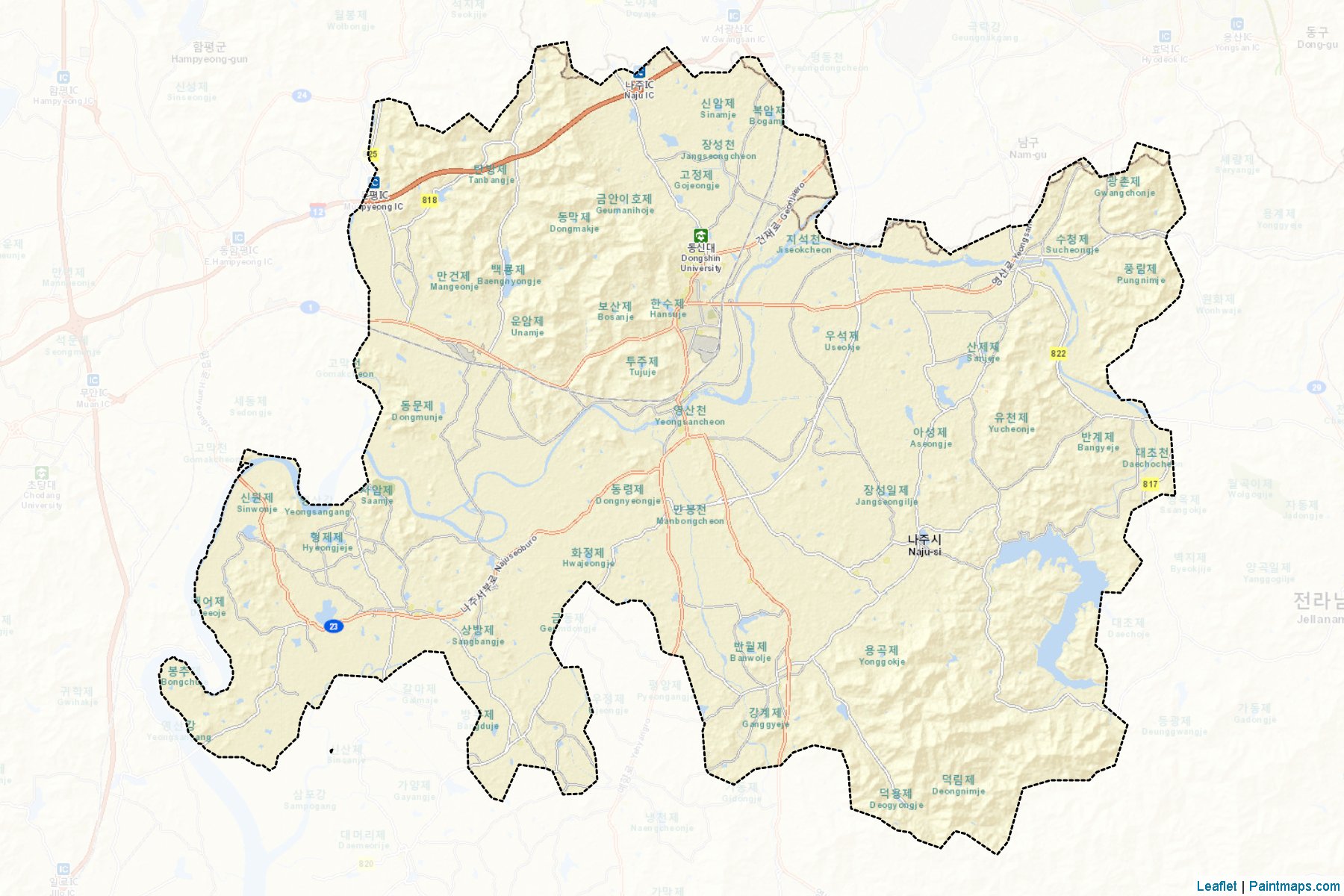 Muestras de recorte de mapas Naju (South Jeolla)-2