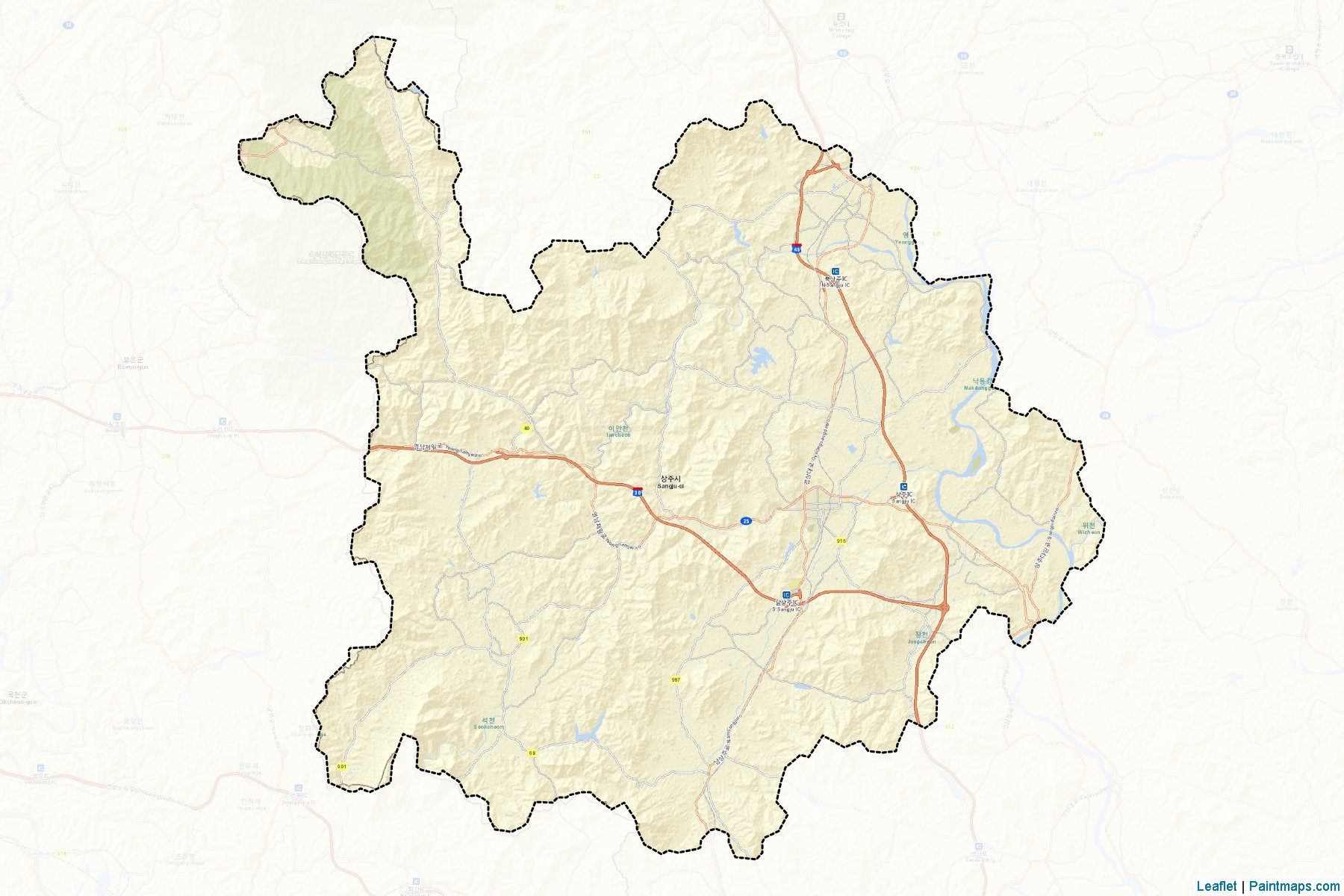 Muestras de recorte de mapas Sangju (North Gyeongsang)-2