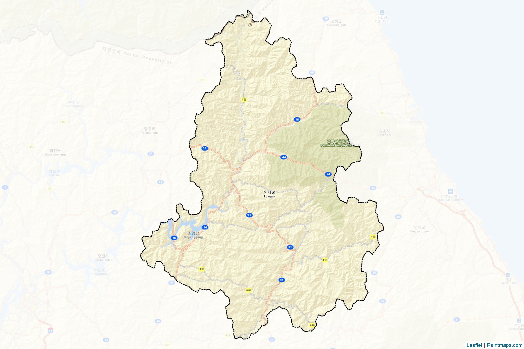 Muestras de recorte de mapas Inje (Gangwon)-2