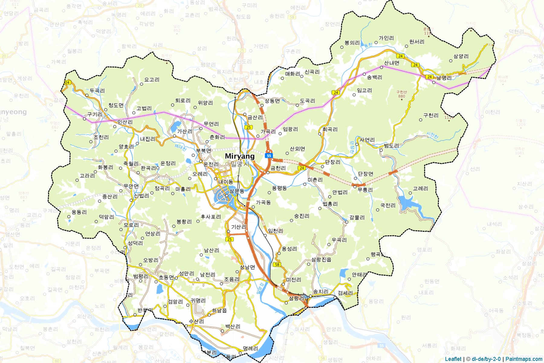 Miryang (Gyeongsangnam-Do) Map Cropping Samples-1