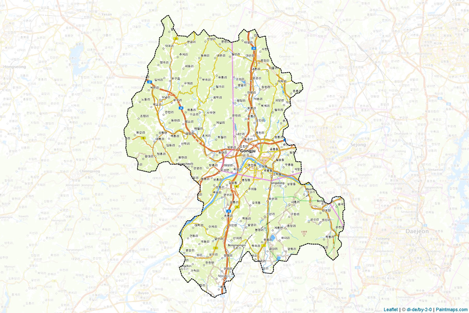 Gongju (Chungcheongnam-Do) Map Cropping Samples-1