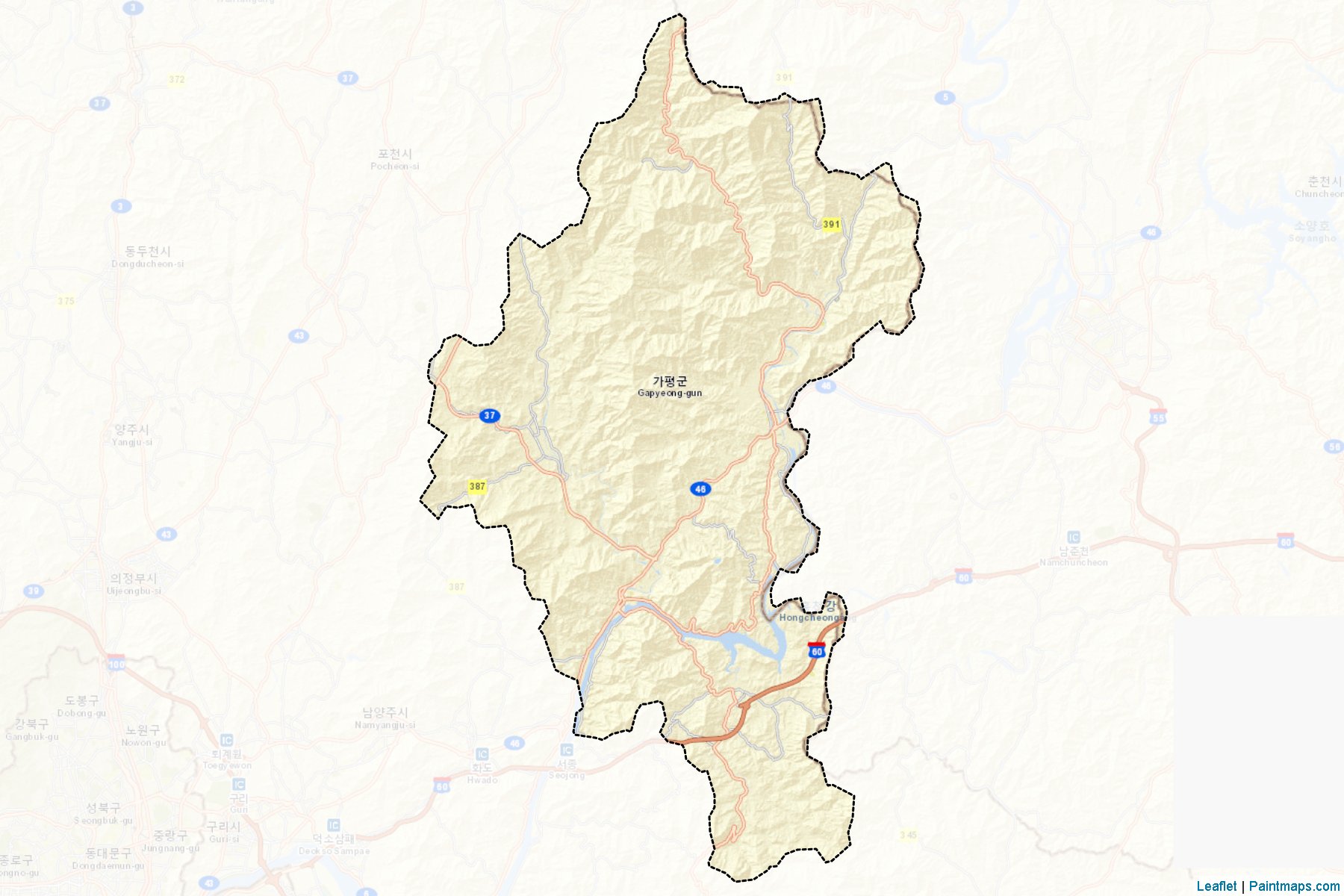 Muestras de recorte de mapas Gapyeong (Gyeonggi)-2