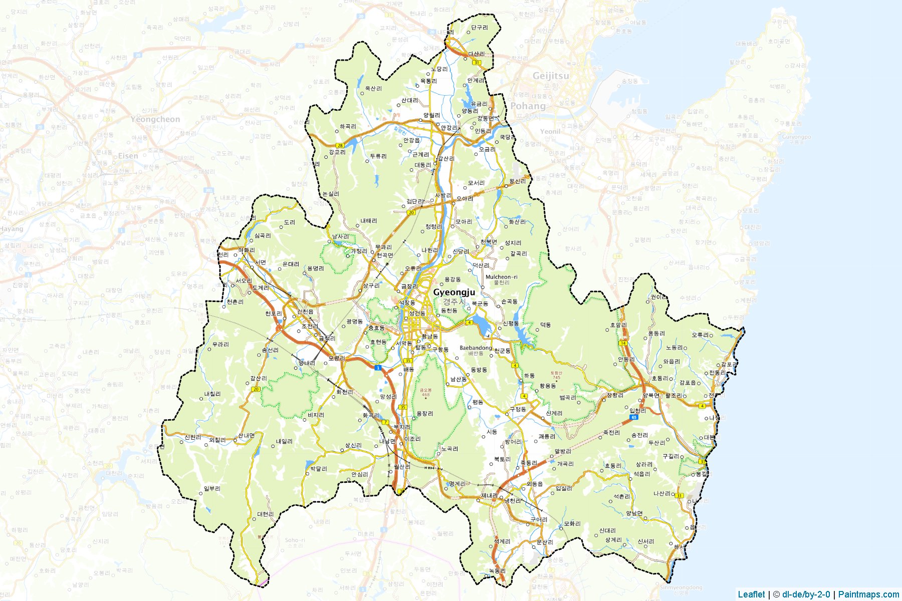 Muestras de recorte de mapas Gyeongju (North Gyeongsang)-1