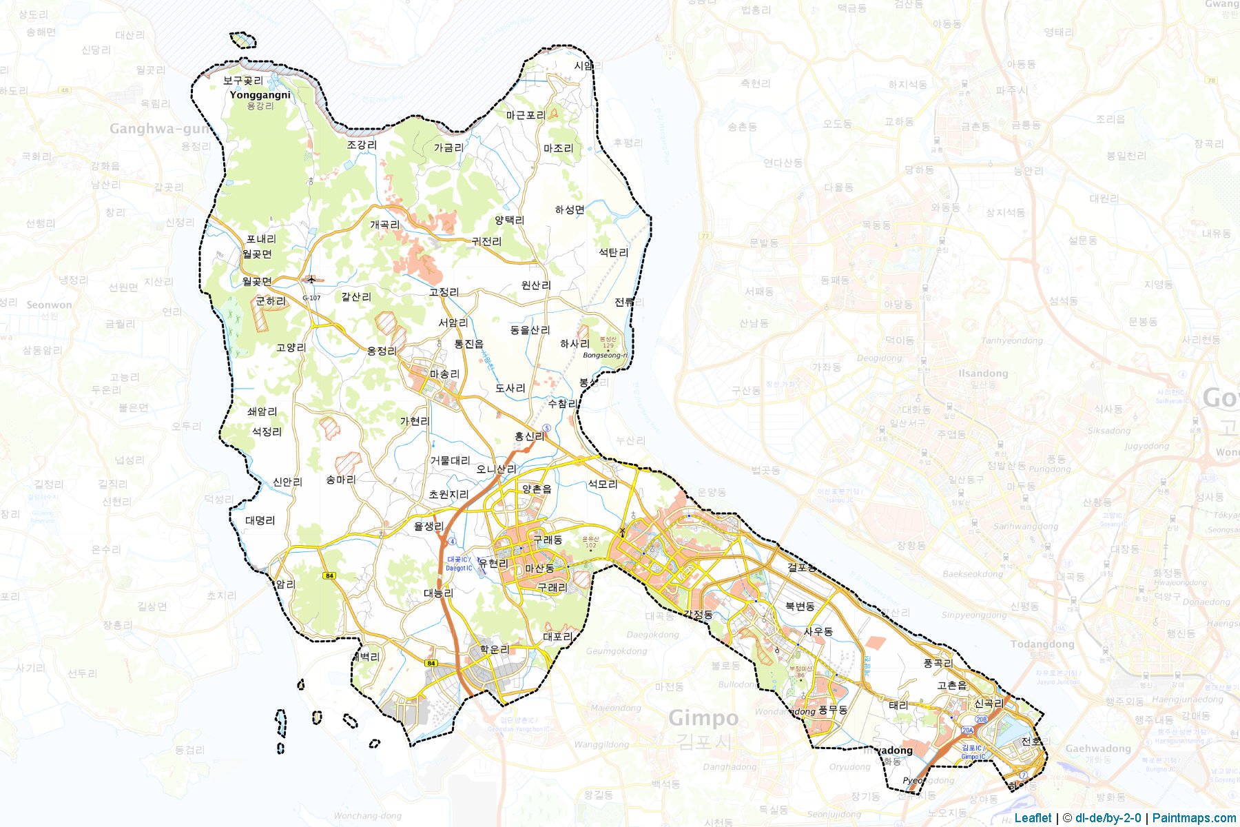 Muestras de recorte de mapas Gimpo (Gyeonggi)-1