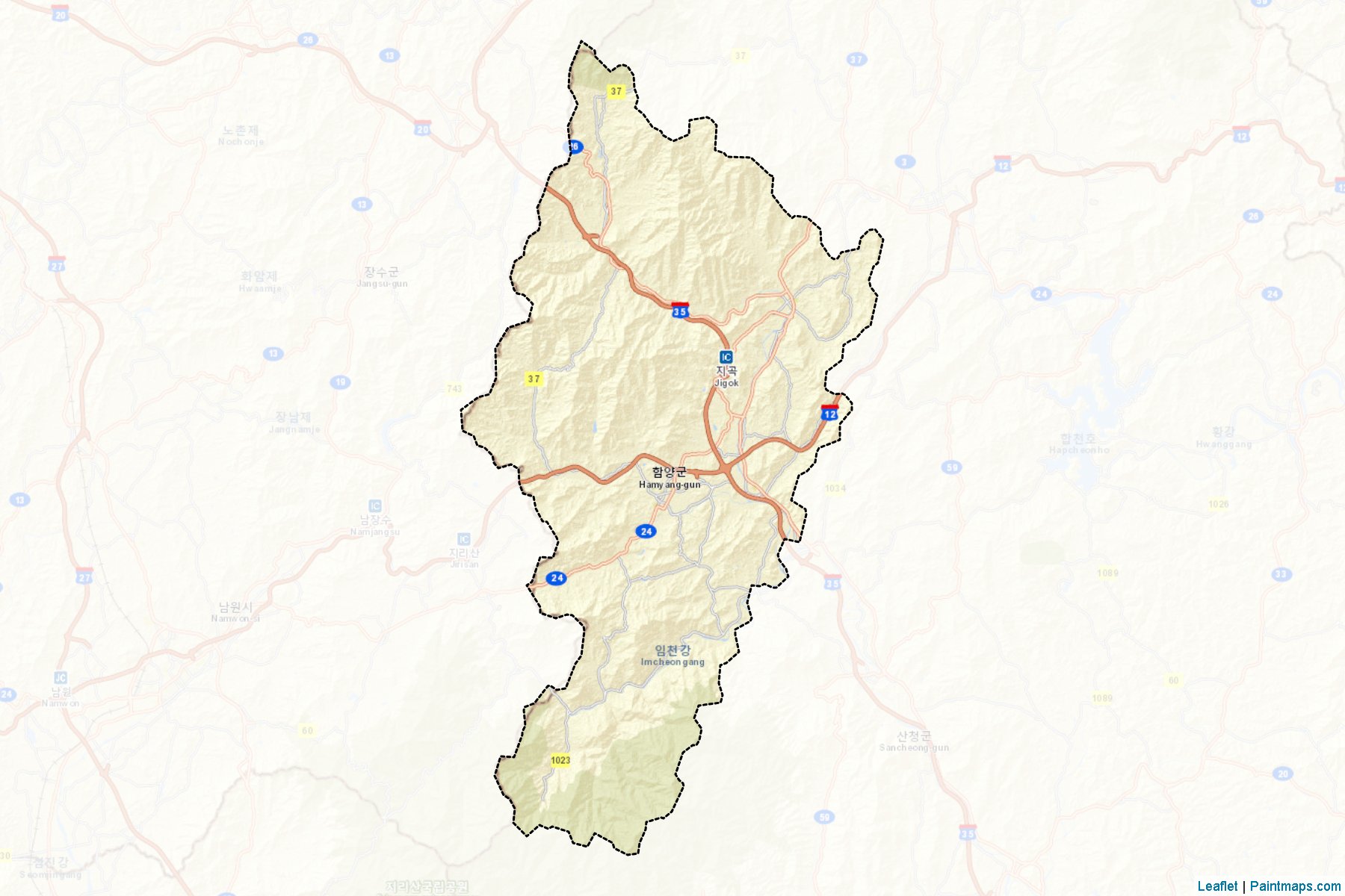 Muestras de recorte de mapas Hamyang (South Gyeongsang)-2