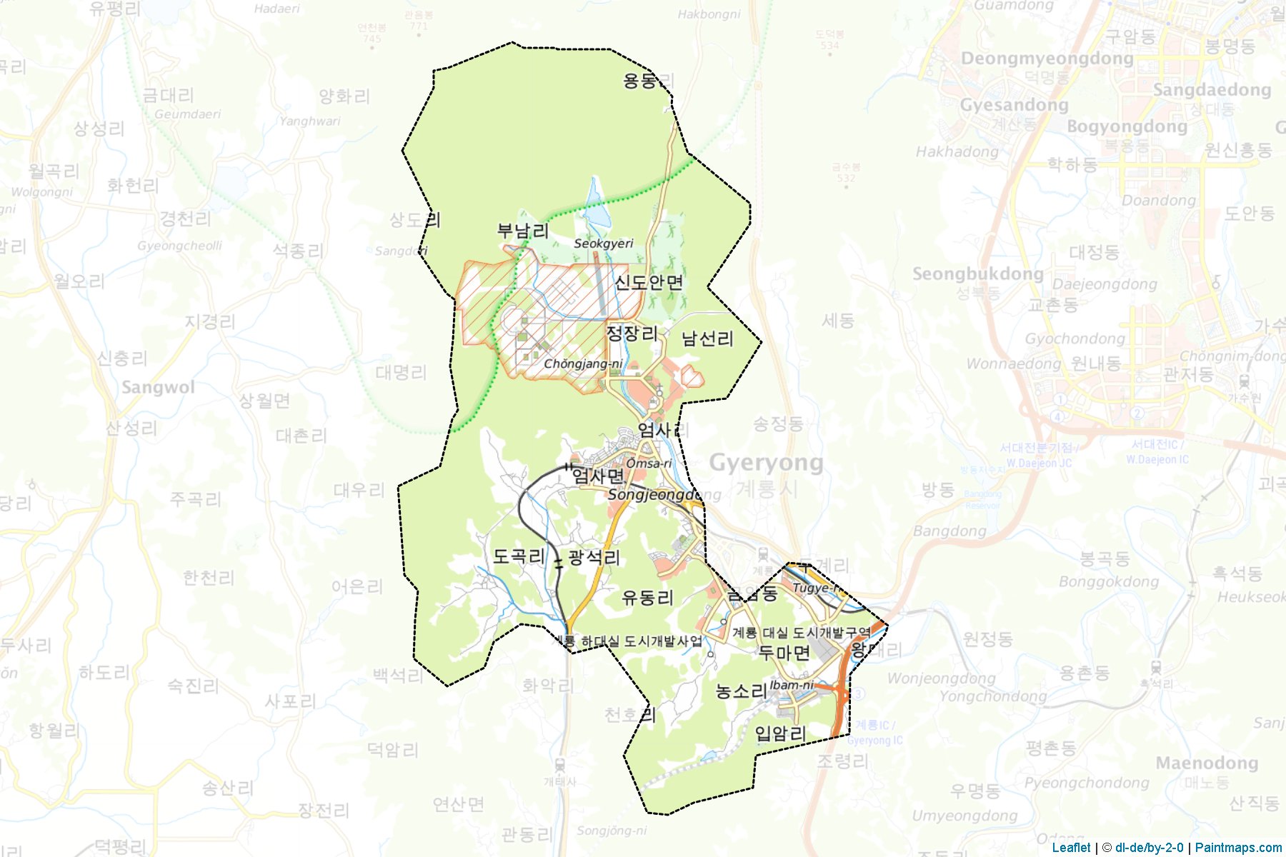 Muestras de recorte de mapas Gyeryong (South Chungcheong)-1