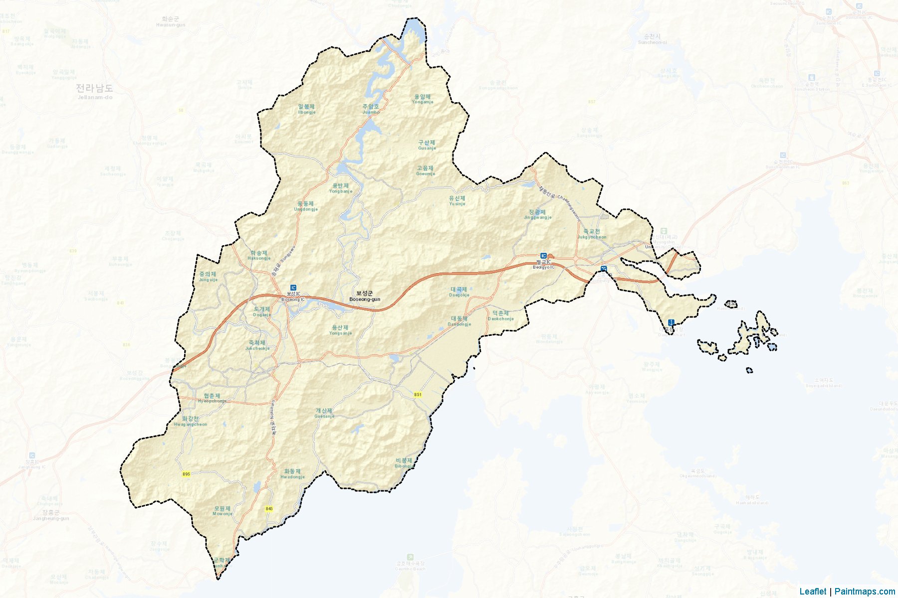 Boseong (Jeollanam-Do) Map Cropping Samples-2