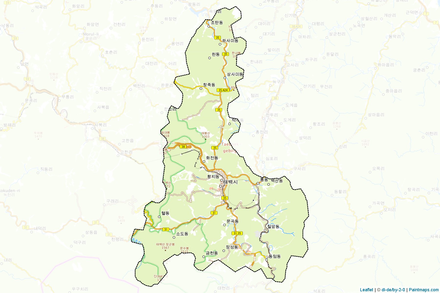 Taebaek (Kangwon-Do) Map Cropping Samples-1