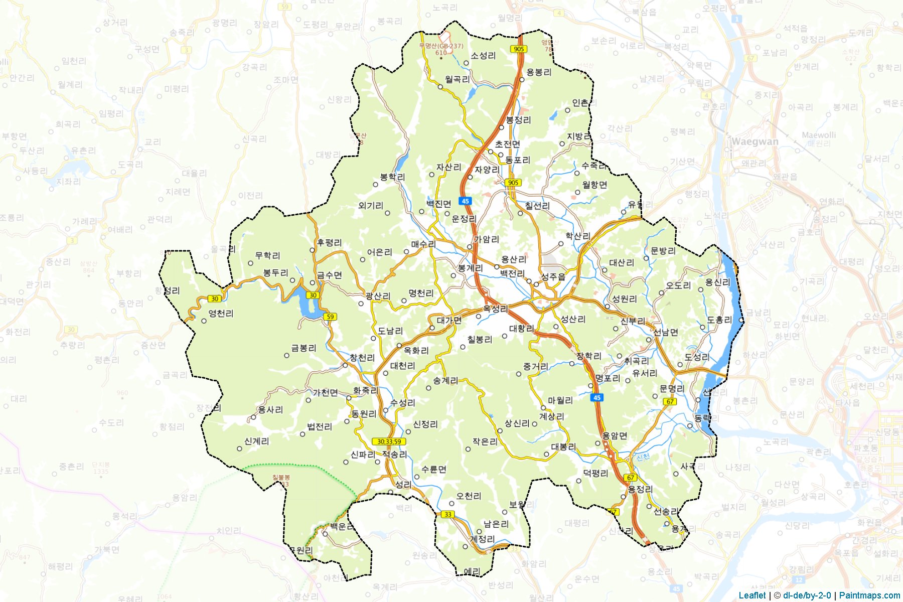 Muestras de recorte de mapas Seongju (North Gyeongsang)-1