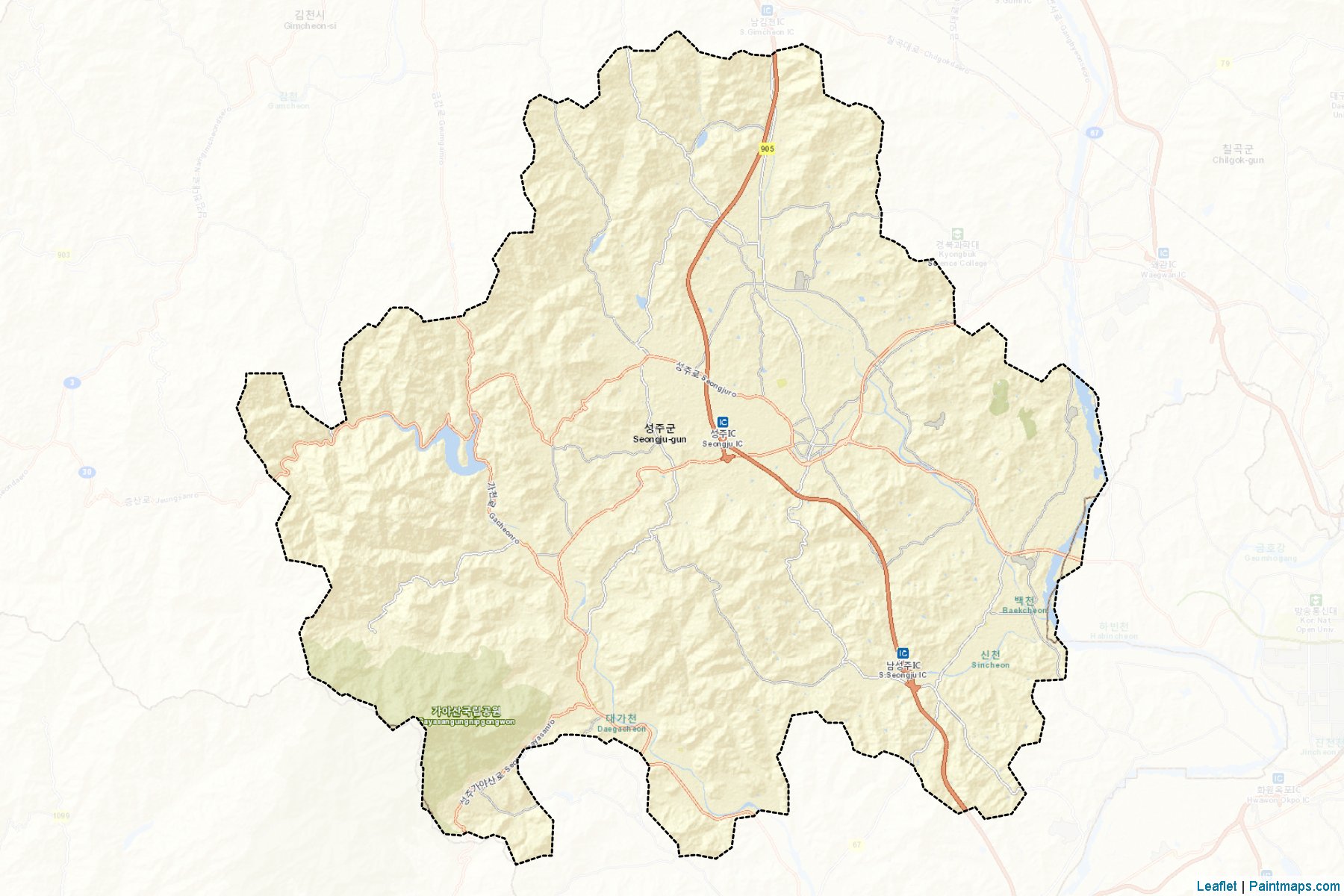 Muestras de recorte de mapas Seongju (North Gyeongsang)-2