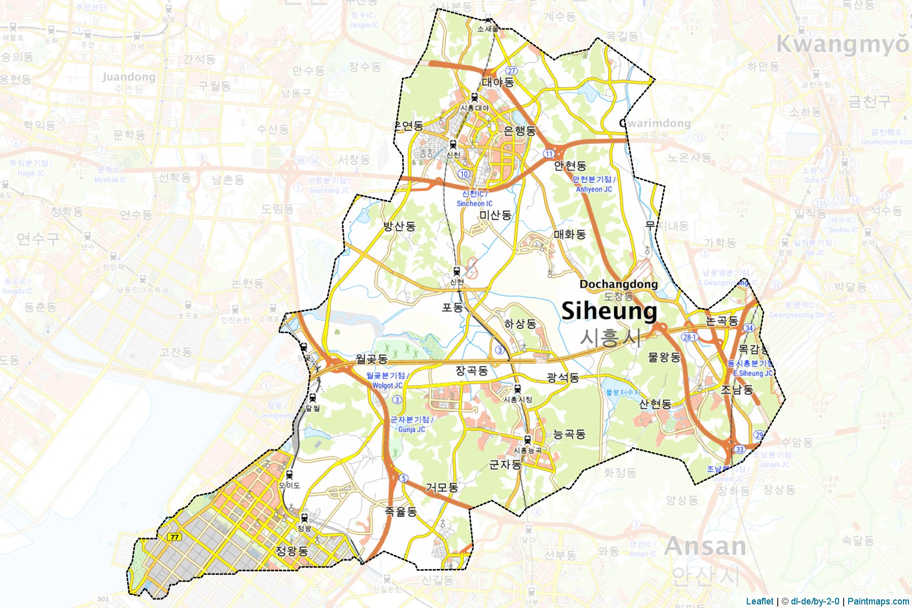 Muestras de recorte de mapas Siheung (Gyeonggi)-1