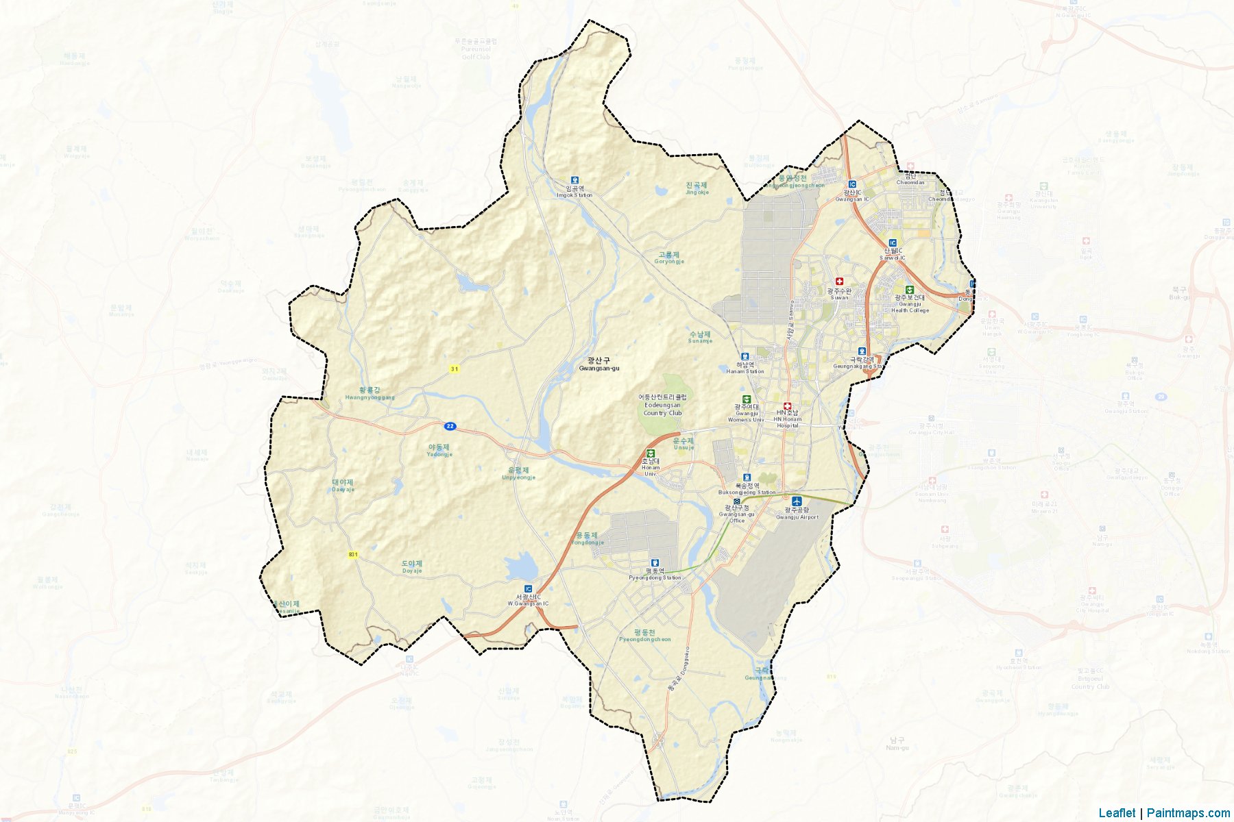 Muestras de recorte de mapas Gwangsan (Gwangju)-2