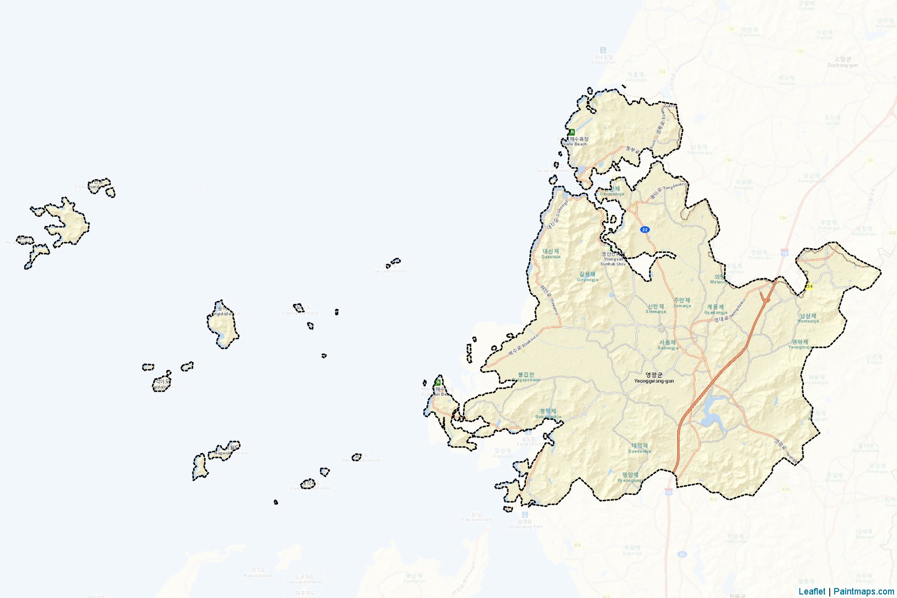 Muestras de recorte de mapas Yeonggwang (South Jeolla)-2