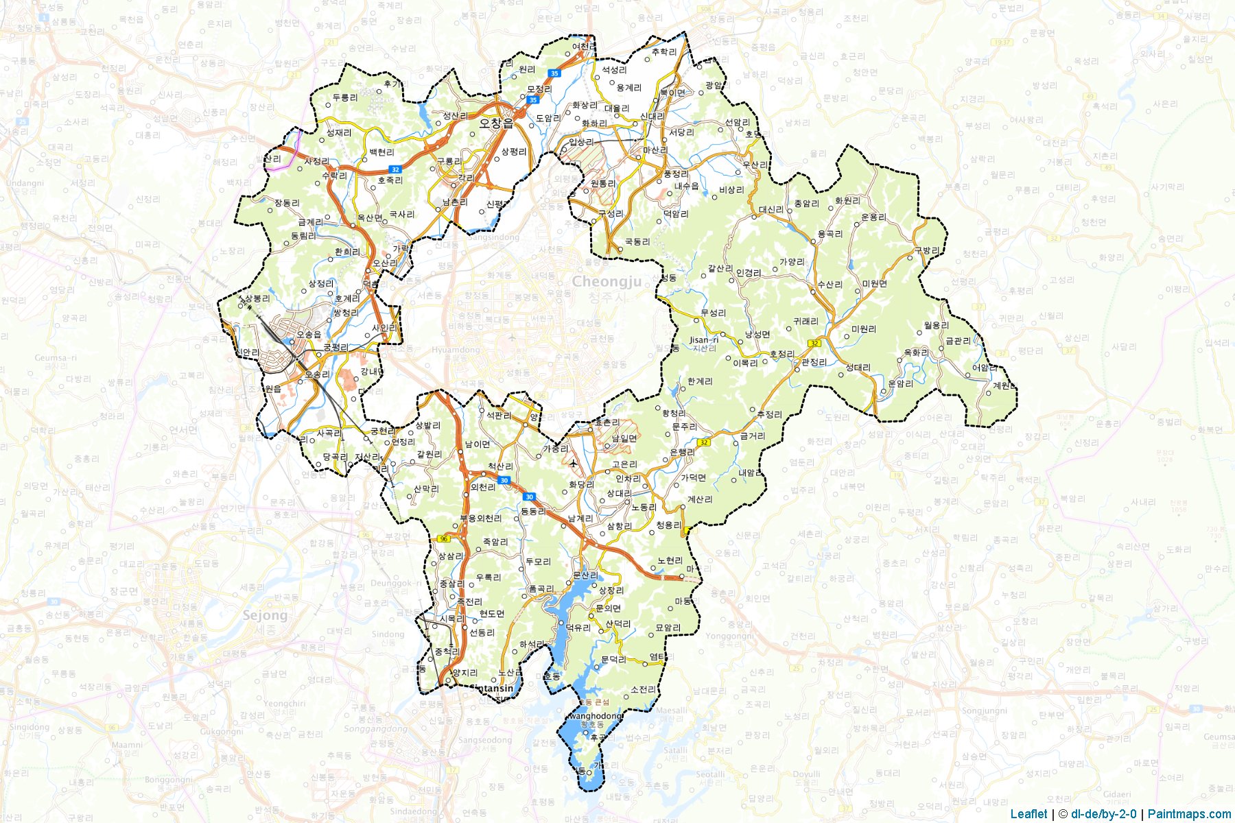 Muestras de recorte de mapas Cheongwon (North Chungcheong)-1