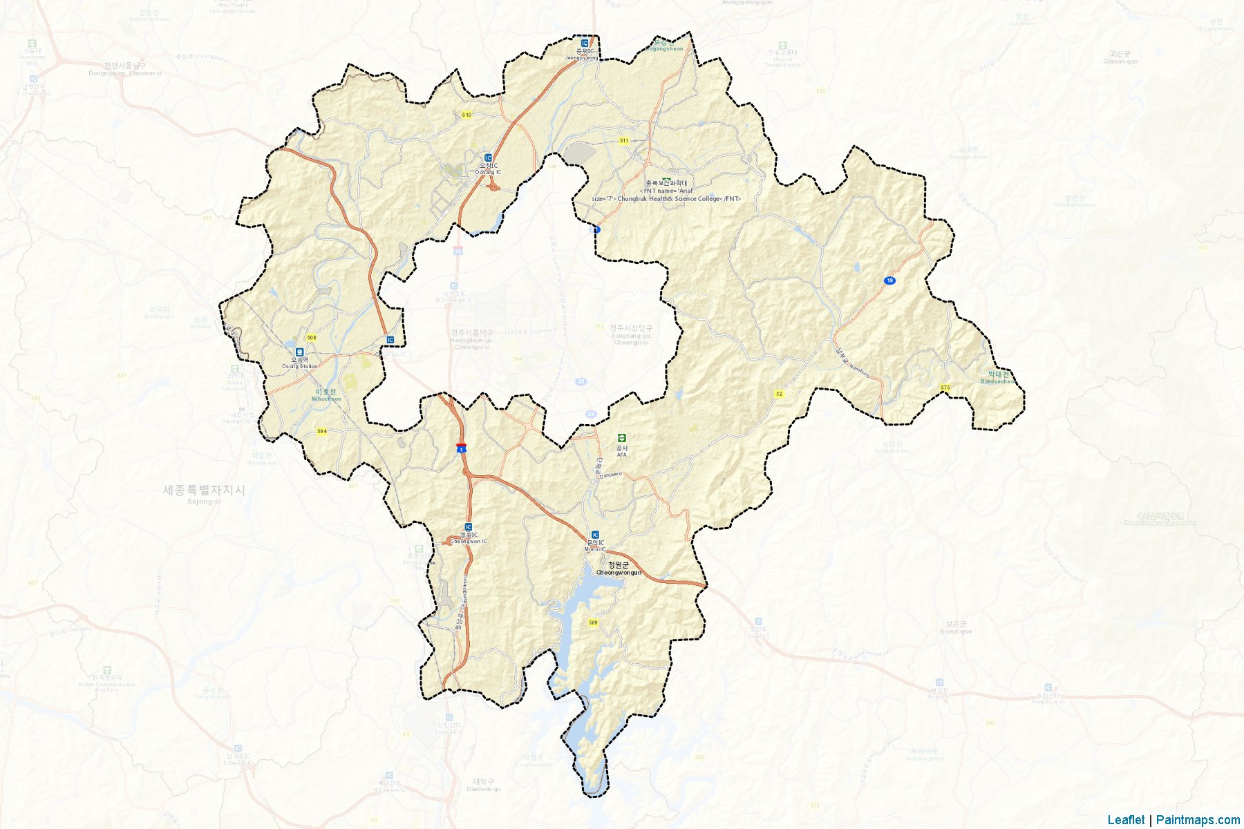 Muestras de recorte de mapas Cheongwon (North Chungcheong)-2