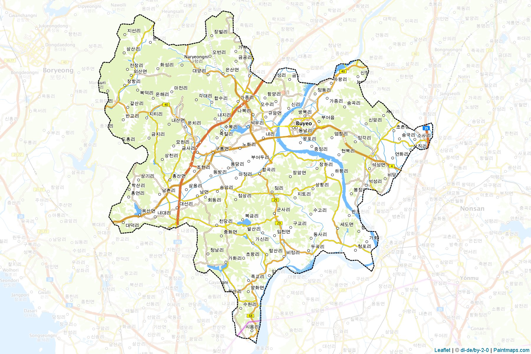 Buyeo (Chungcheongnam-Do) Map Cropping Samples-1