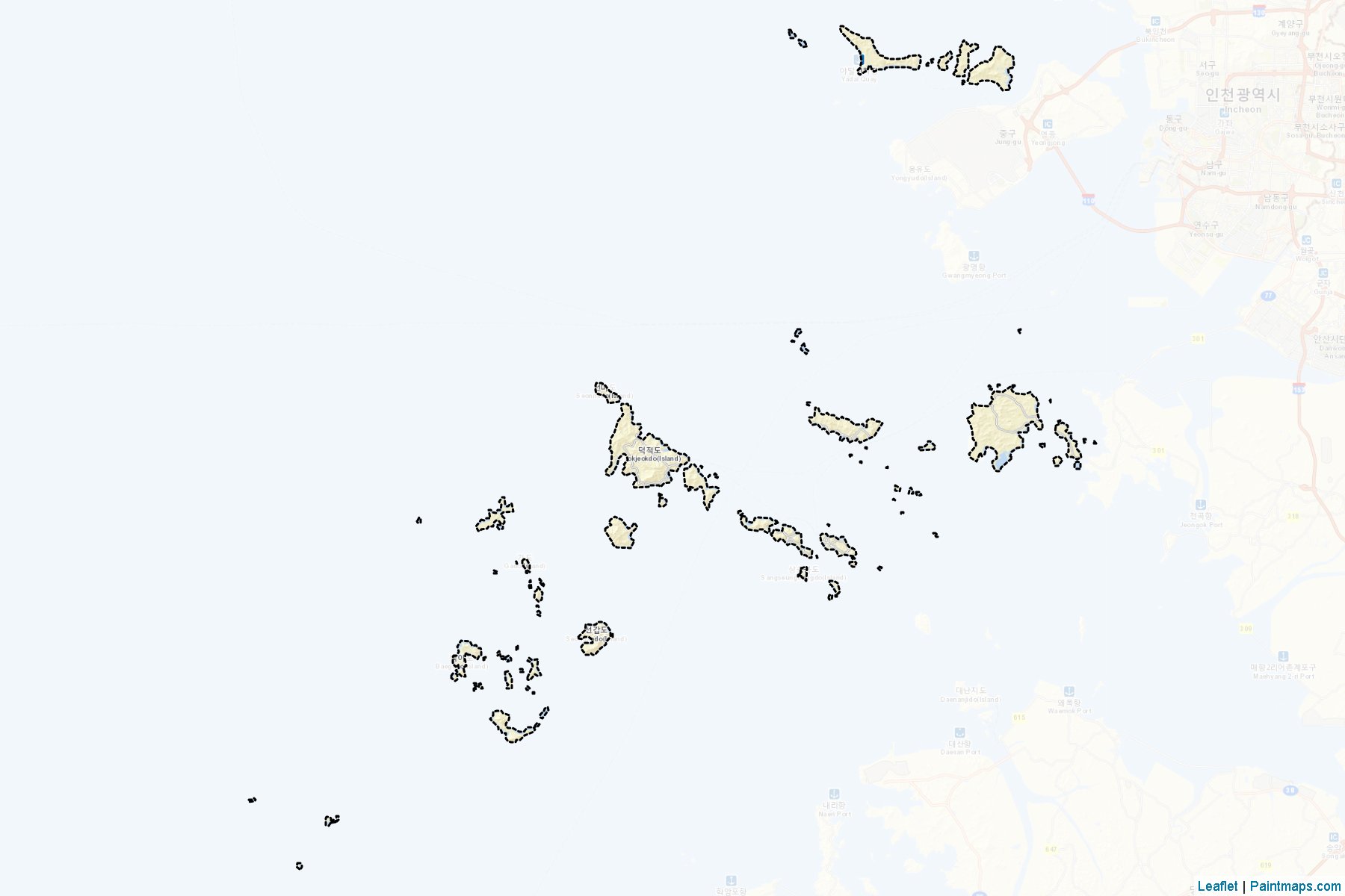 Muestras de recorte de mapas Ongjin (Incheon)-2