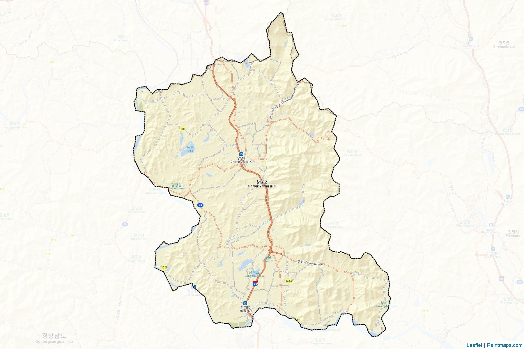 Muestras de recorte de mapas Changnyeong (South Gyeongsang)-2